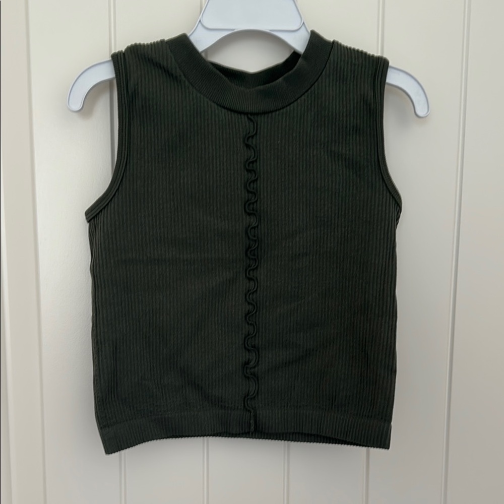Forest Green Ribbed Knit Tank Top with matching bottom